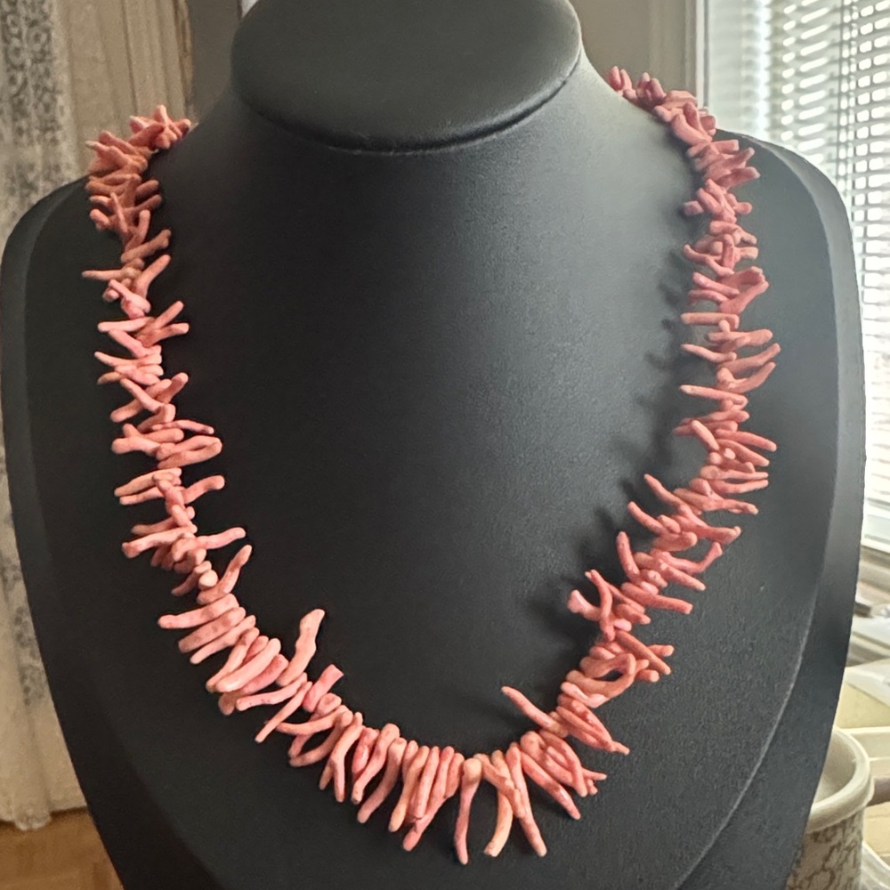 Vintage Salmon Pink Branch Coral Necklace